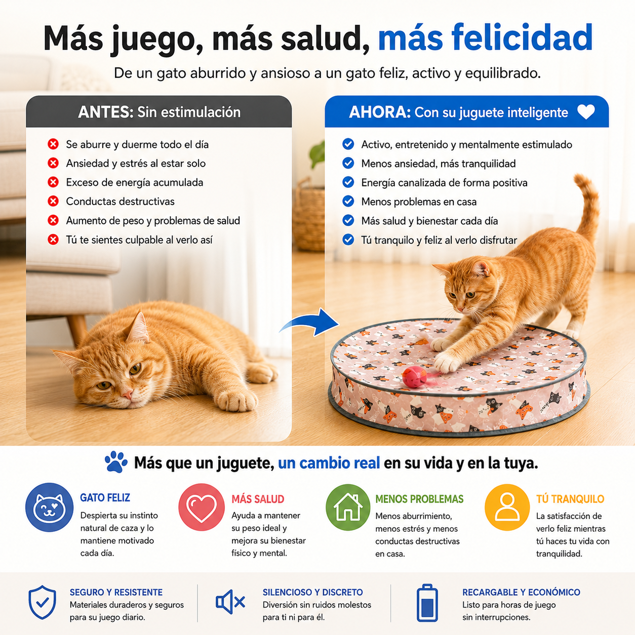 Juguete Interactivo para Gatos con Pelota Giratoria