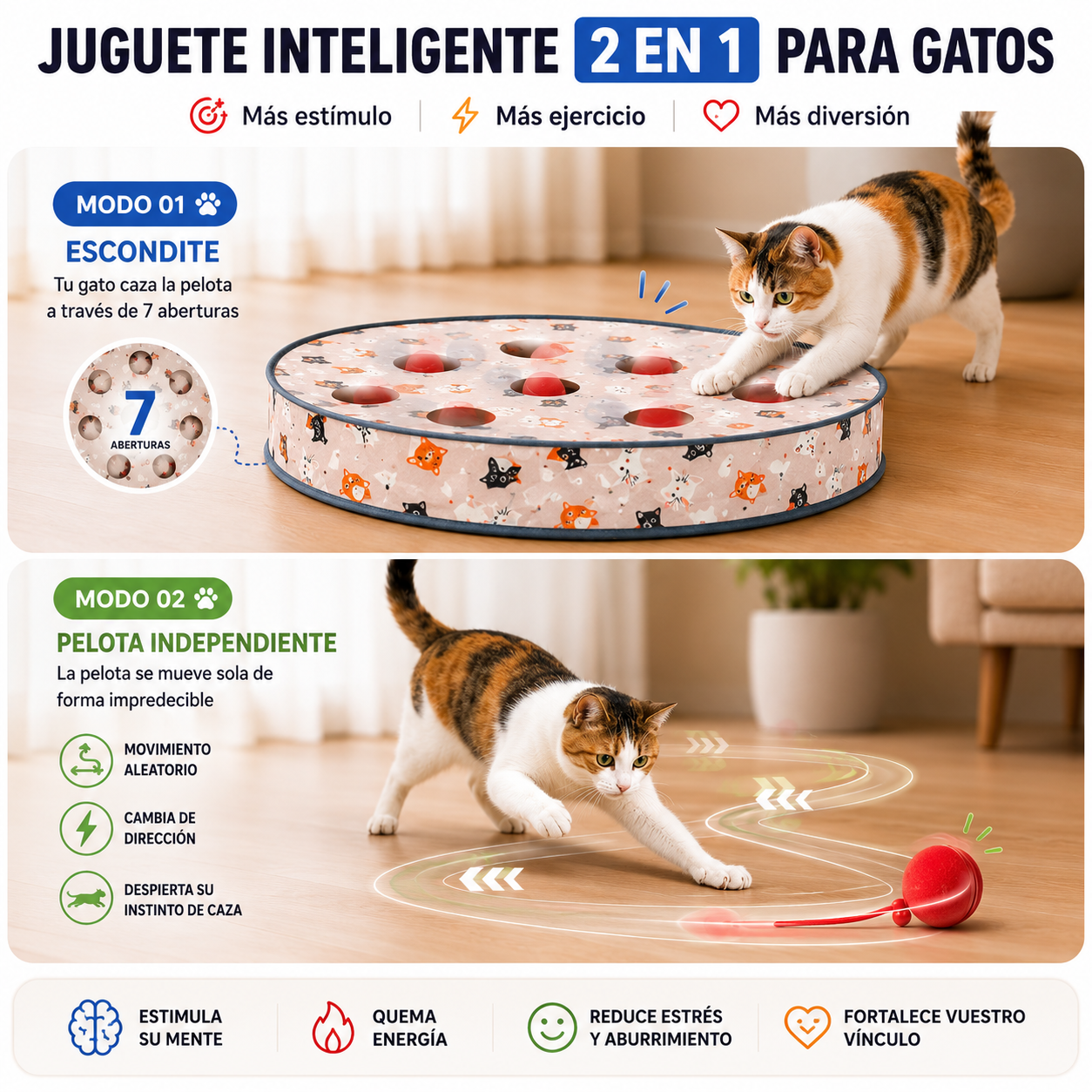 Juguete Interactivo para Gatos con Pelota Giratoria